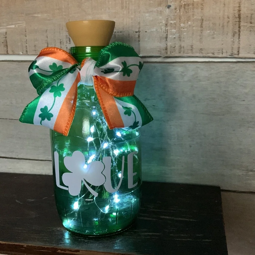 Hand Crafted- ‘Love’ Green Barrel Solar Lantern
